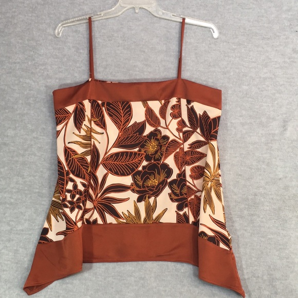 Dkny Tops - DKNY Floral Print Camisole w/Adjustable Straps Asymmetrical Hem Cool Summer Top